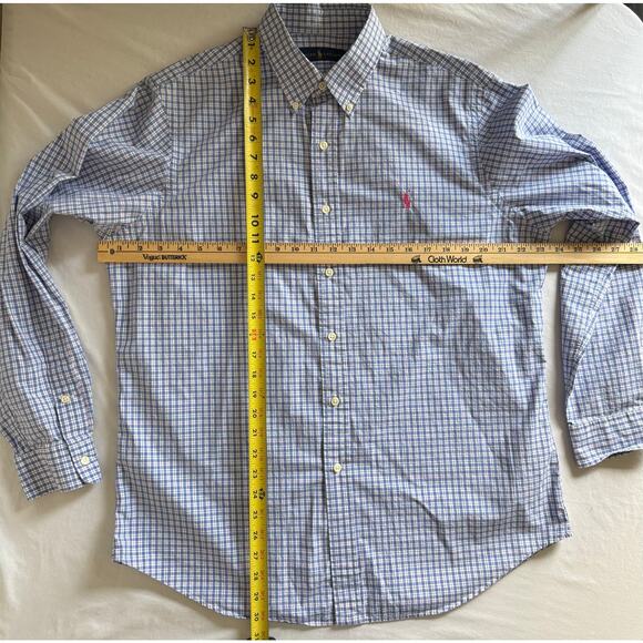 Ralph Lauren Button Down Blue White Size LRG 100% Cotton Long Slv - Picture 3 of 11